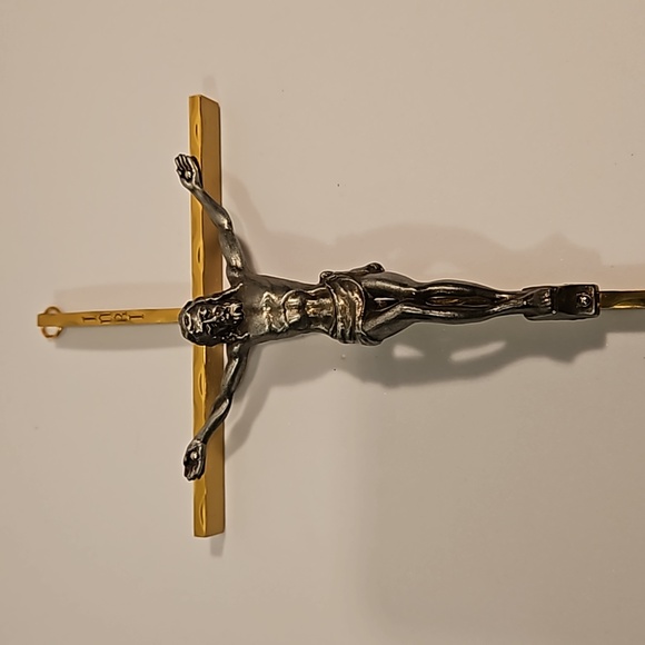 Holy Spiritual Religious Crucifix Cross in Pewter & Brass Finish (#4) - Picture 2 of 14